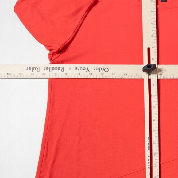 Eileen Fisher USA Boatneck Asymmetric 3/4 Sleeve Blouse Orange Women's Size S - Picture 7 of 8